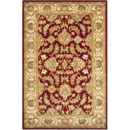 SAFAVIEH 5 x 8 ft. Medium Rectangle- Traditional Heritage Red And Ivory Hand Tufted Rug HG628D-5